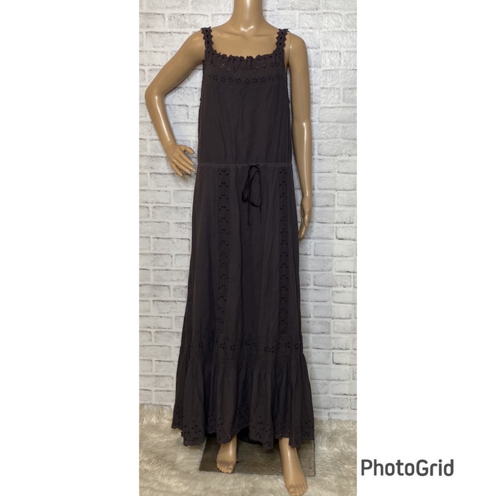 Anthropologie gray Eyelet Maxi Dress